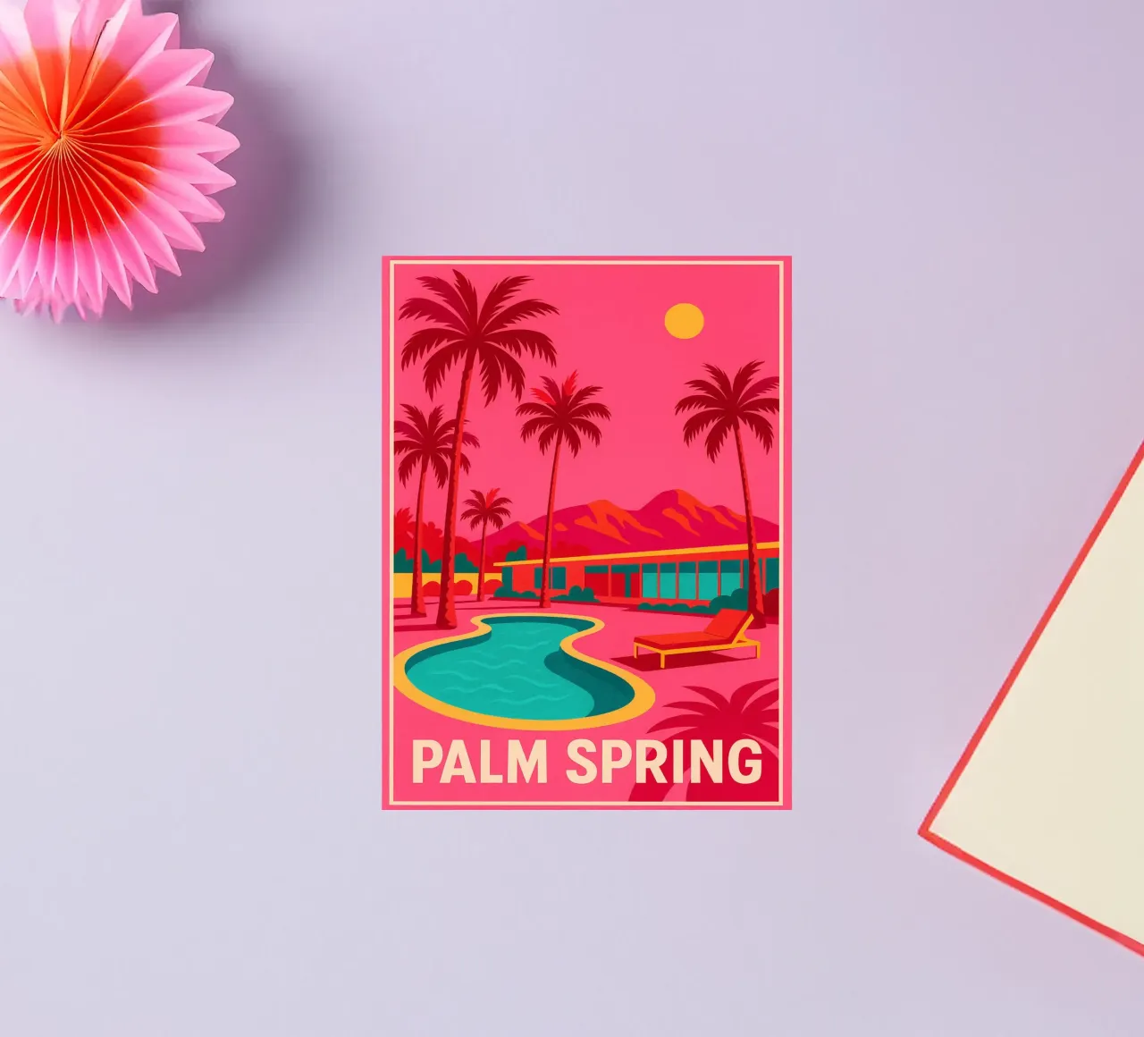 Affiche Palm Spring - Piscine, Palmiers et Architecture pegatina de JETLAG | affiches voyage