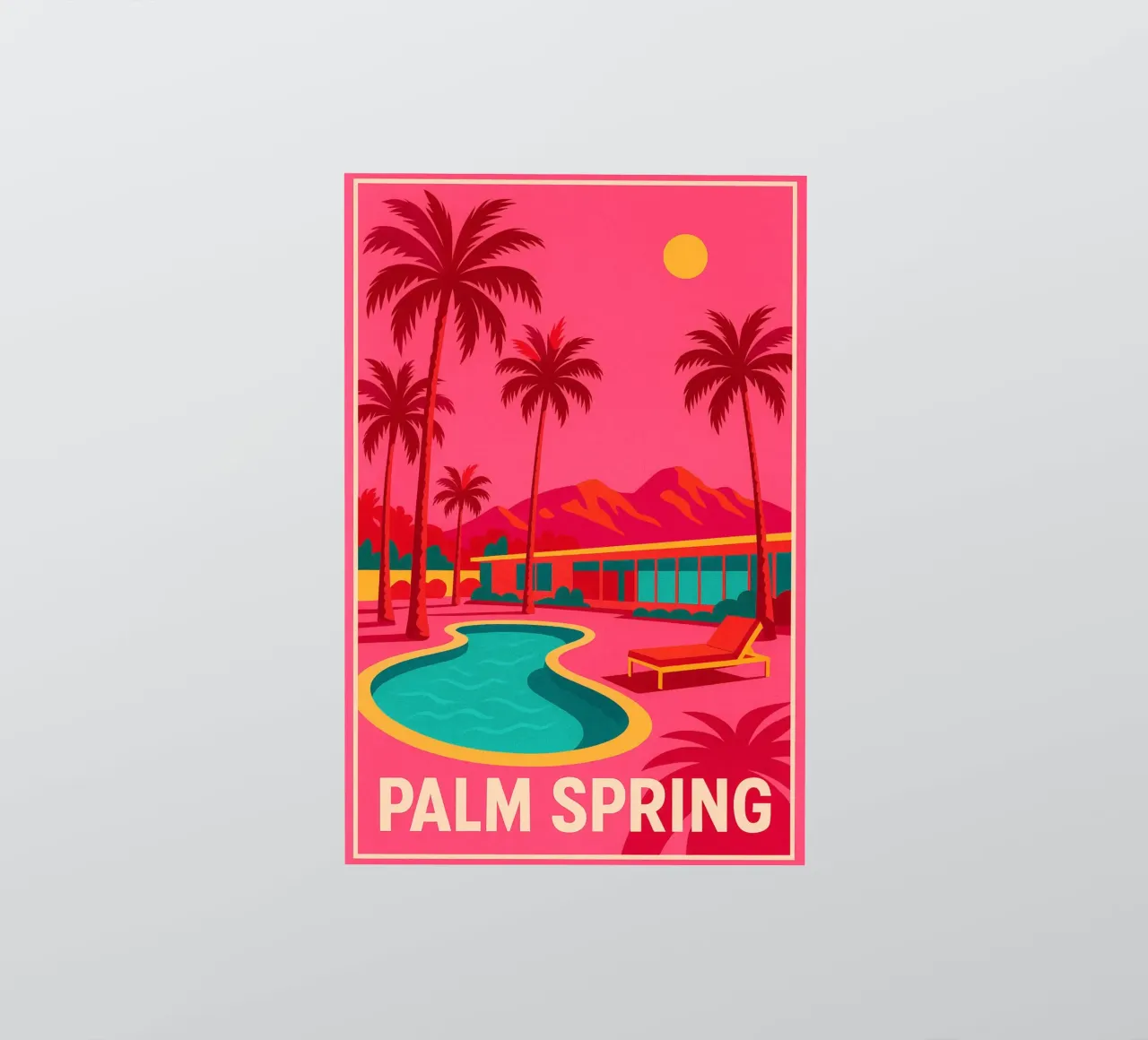 Affiche Palm Spring - Piscine, Palmiers et Architecture pegatina de JETLAG | affiches voyage