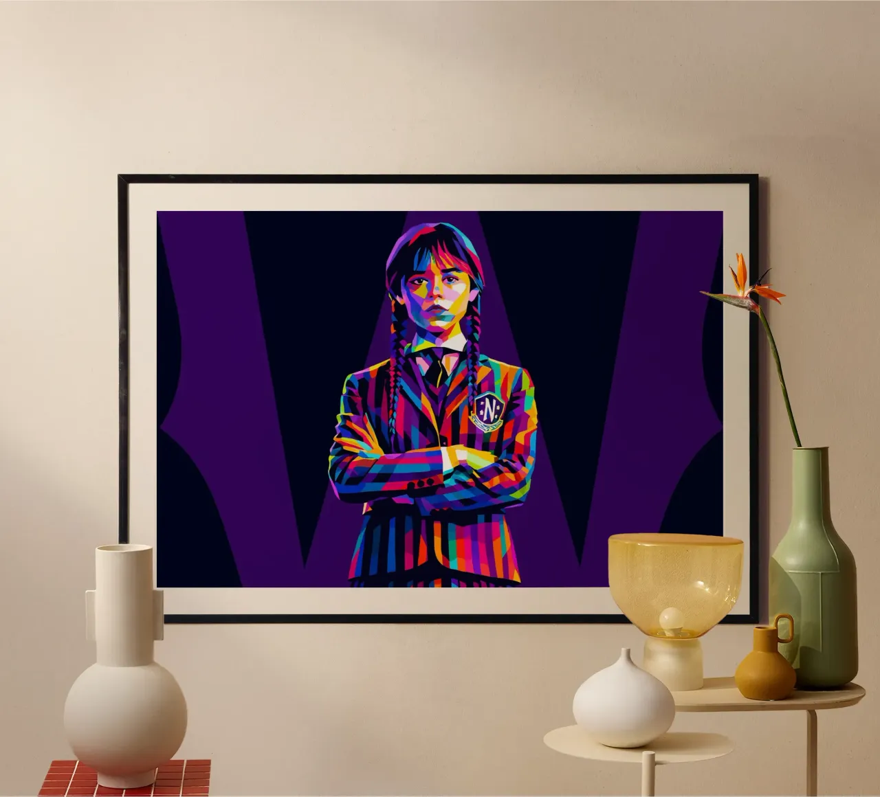 Mercoledì pop art poster con telaio in plastica da BONANZA