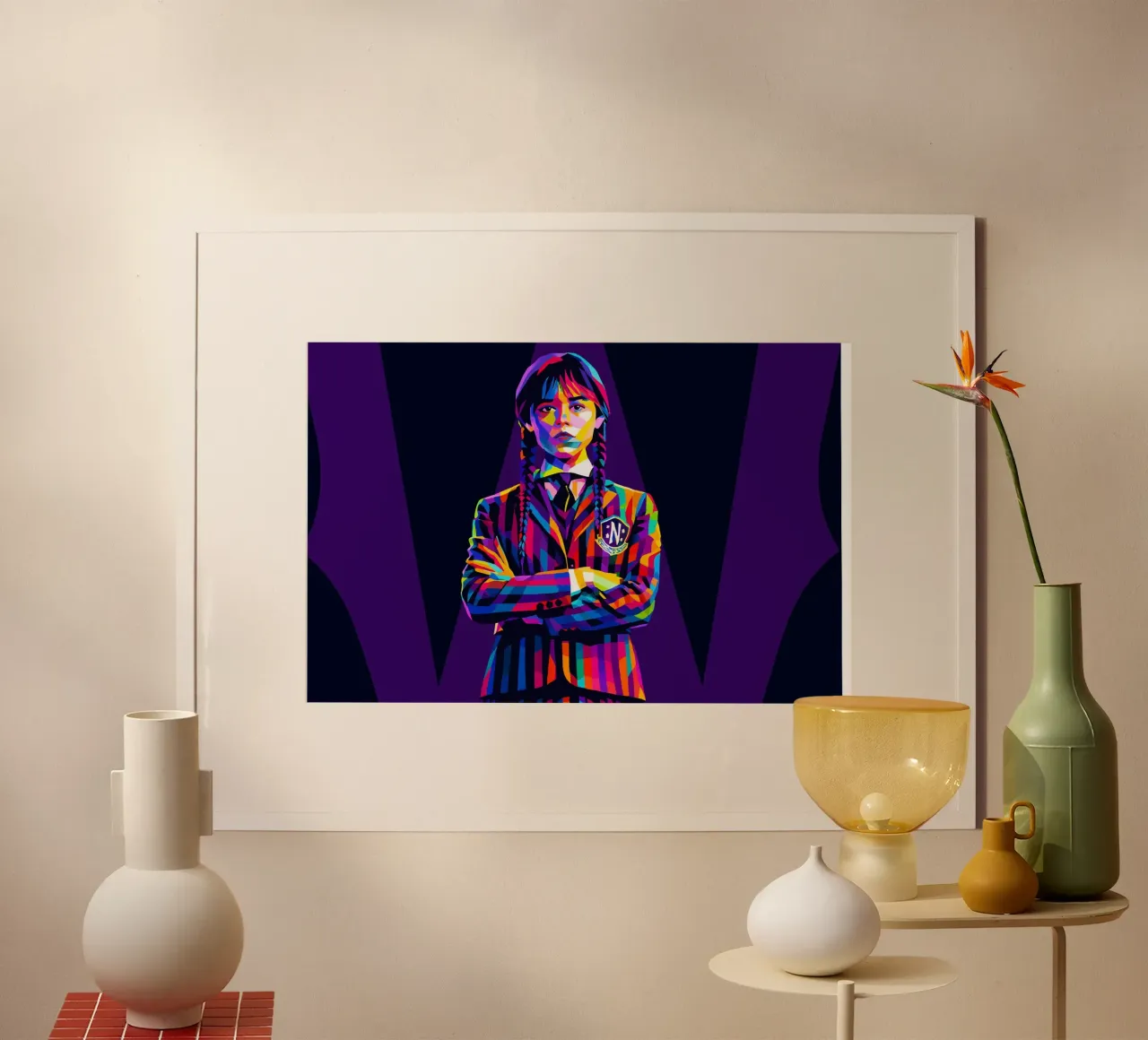 Mercoledì pop art poster con telaio in plastica da BONANZA