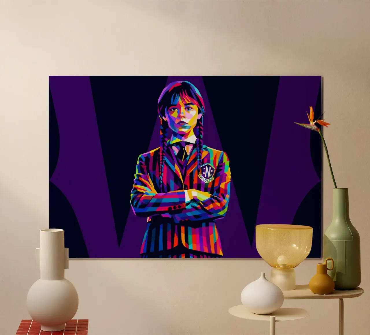 Mercoledì pop art poster con telaio in plastica da BONANZA