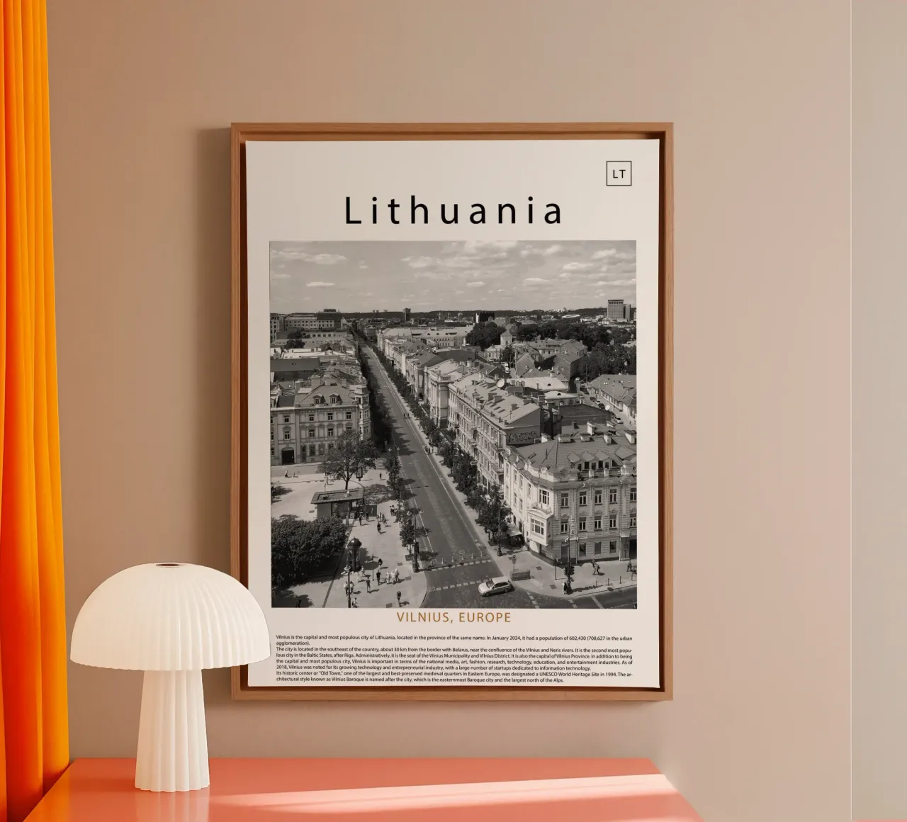 Wall art from Vilnius, Lithuania, Europe canvas with Floater frame by ✈ world in frame