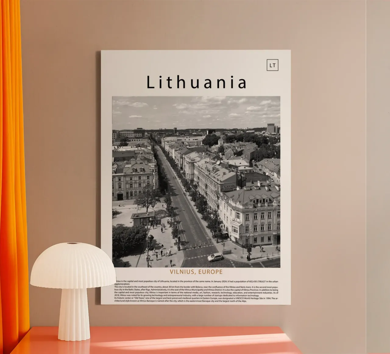 Wall art from Vilnius, Lithuania, Europe canvas with Floater frame by ✈ world in frame