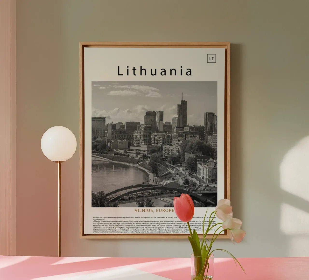 Wall art from Vilnius, Lithuania, Europe canvas with Floater frame by ✈ world in frame