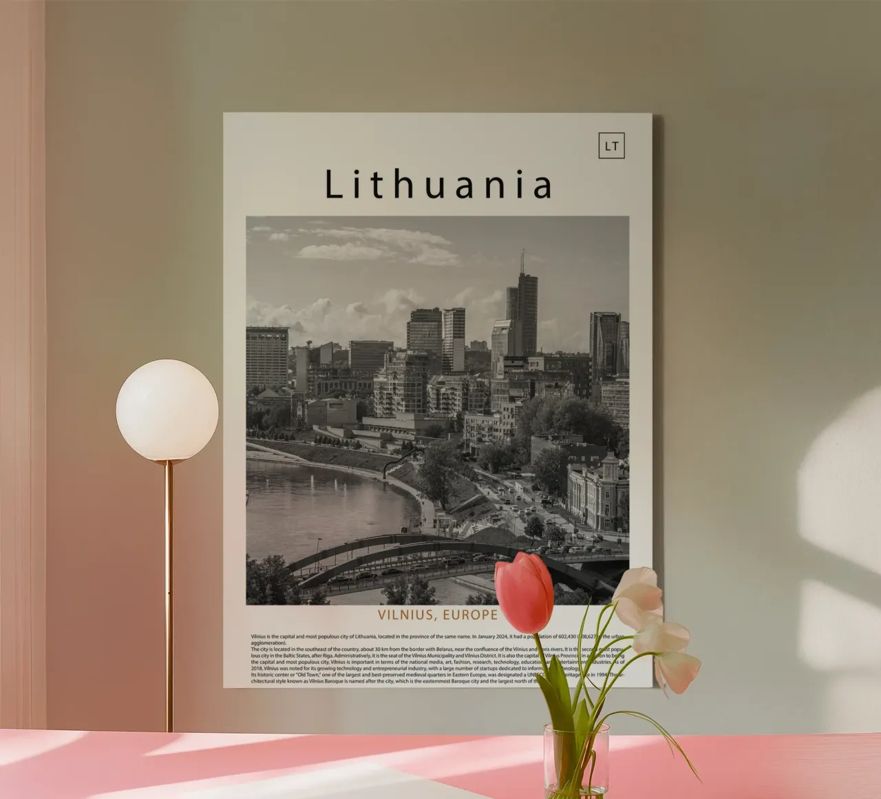 Wall art from Vilnius, Lithuania, Europe canvas with Floater frame by ✈ world in frame