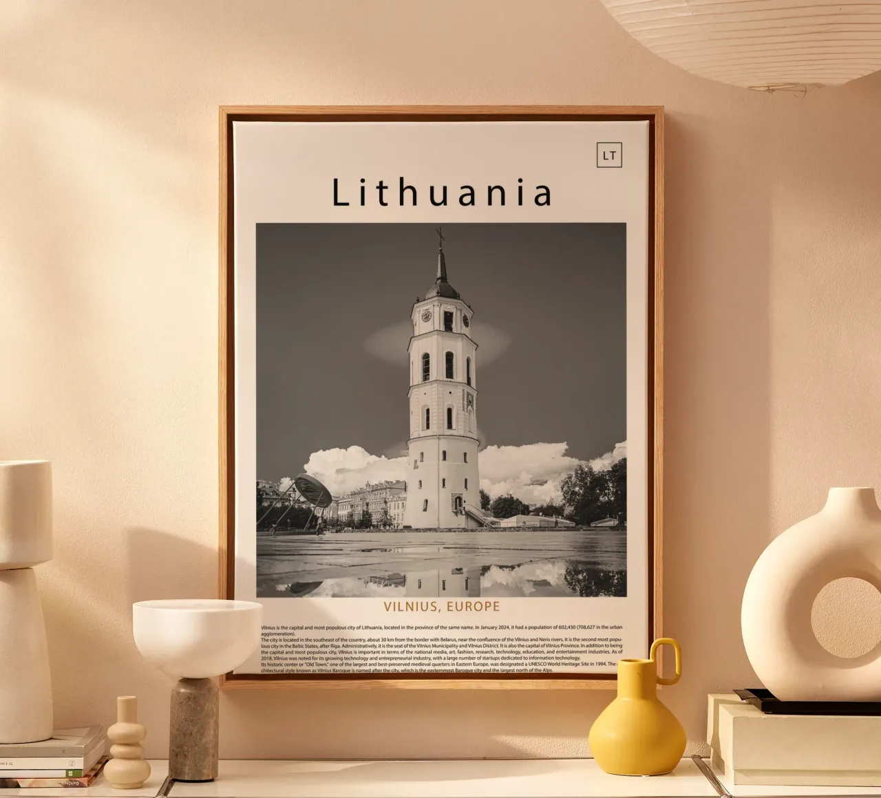 Wall art from Vilnius, Lithuania, Europe canvas with Floater frame by ✈ world in frame