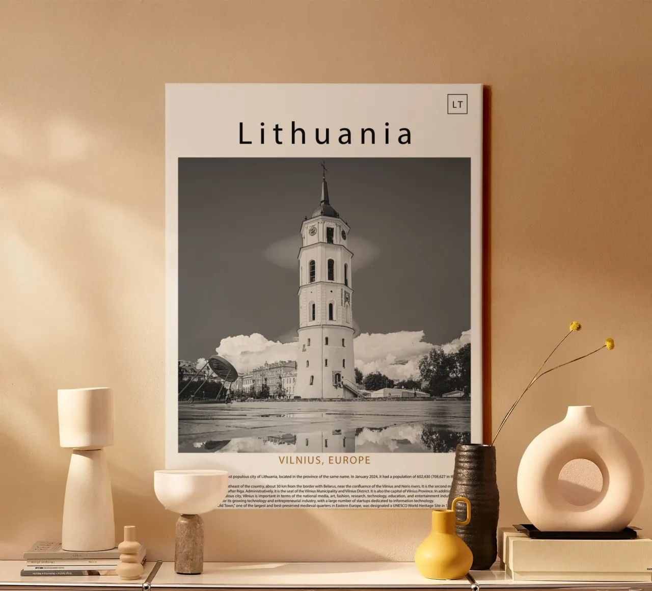 Wall art from Vilnius, Lithuania, Europe canvas with Floater frame by ✈ world in frame