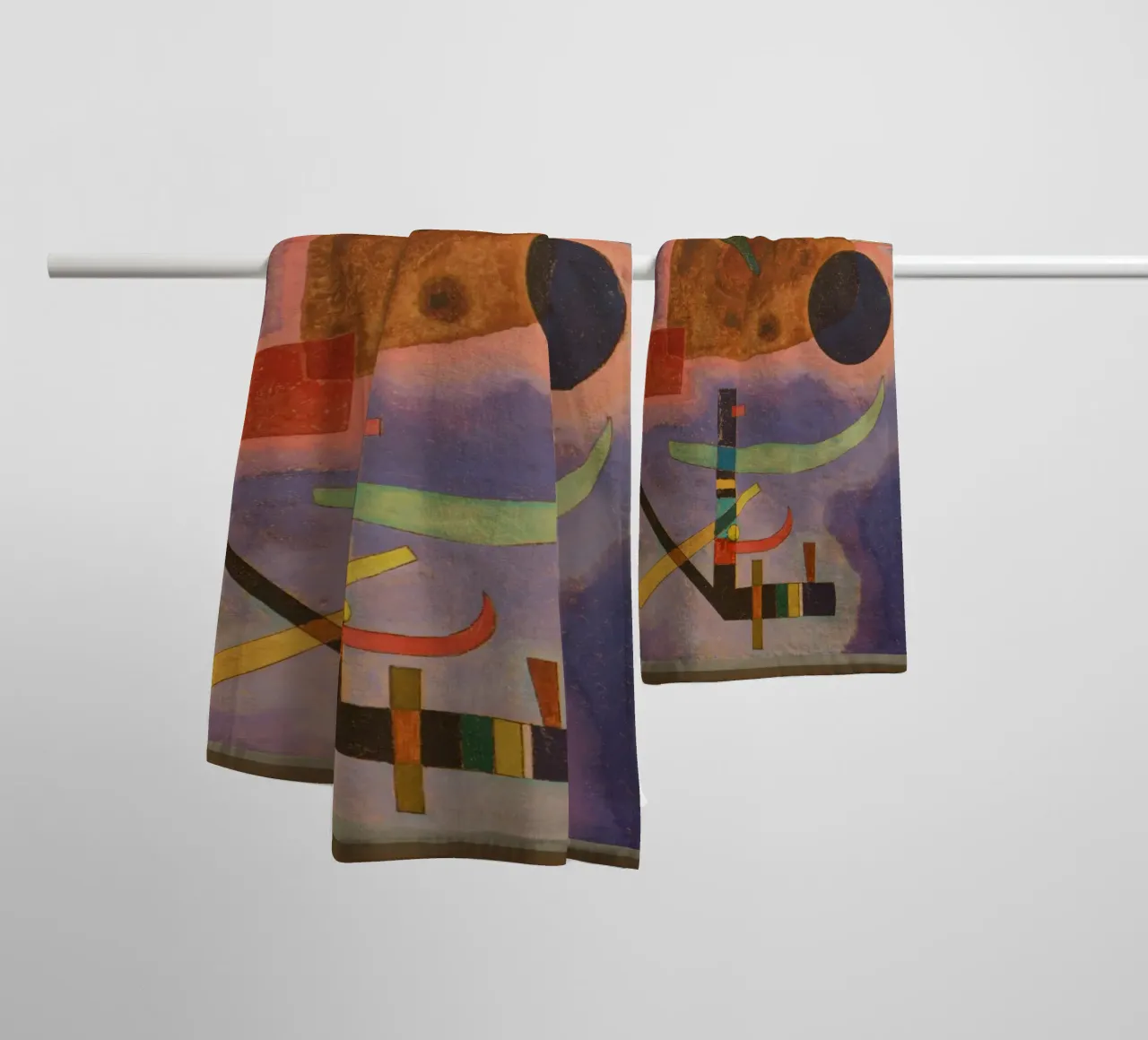 Wassily Kandinsky - Three Elements- Abstract Art towel by Aesthetic Muse