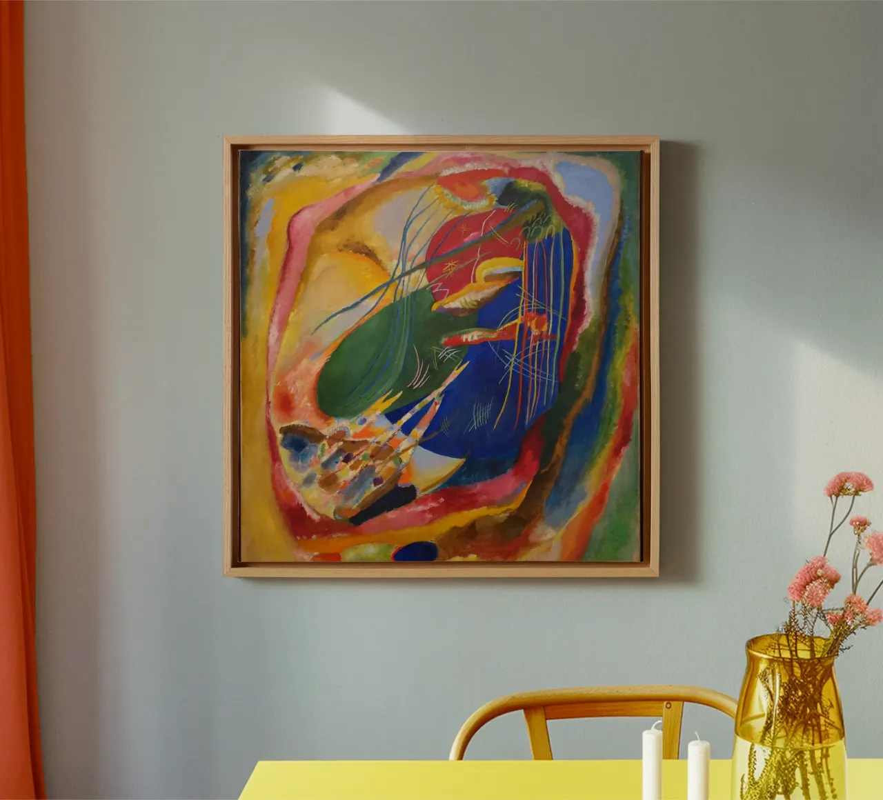 Wassily Kandinsky - Beeld met 3 vlekken- Abstracte Kunst canvas met Baklijst van Aesthetic Muse