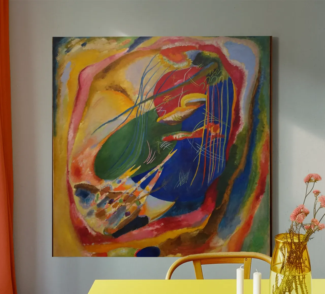 Wassily Kandinsky - Beeld met 3 vlekken- Abstracte Kunst canvas met Baklijst van Aesthetic Muse