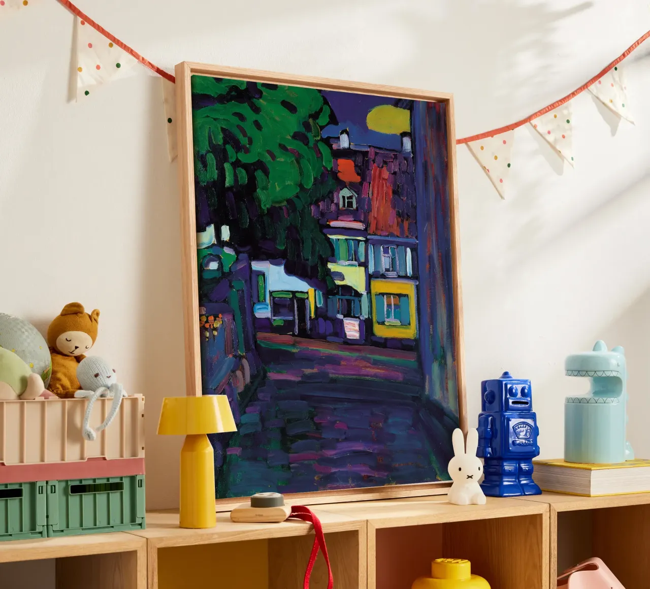 Wassily Kandinsky - Murnau Huizen in Obermarkt - Abstracte kunst canvas met Baklijst van Aesthetic Muse