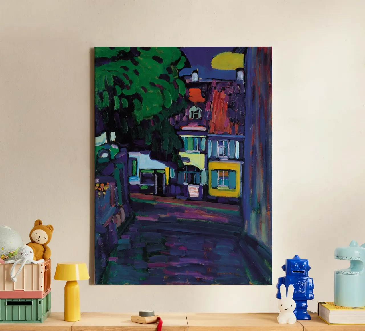 Wassily Kandinsky - Murnau Huizen in Obermarkt - Abstracte kunst canvas met Baklijst van Aesthetic Muse