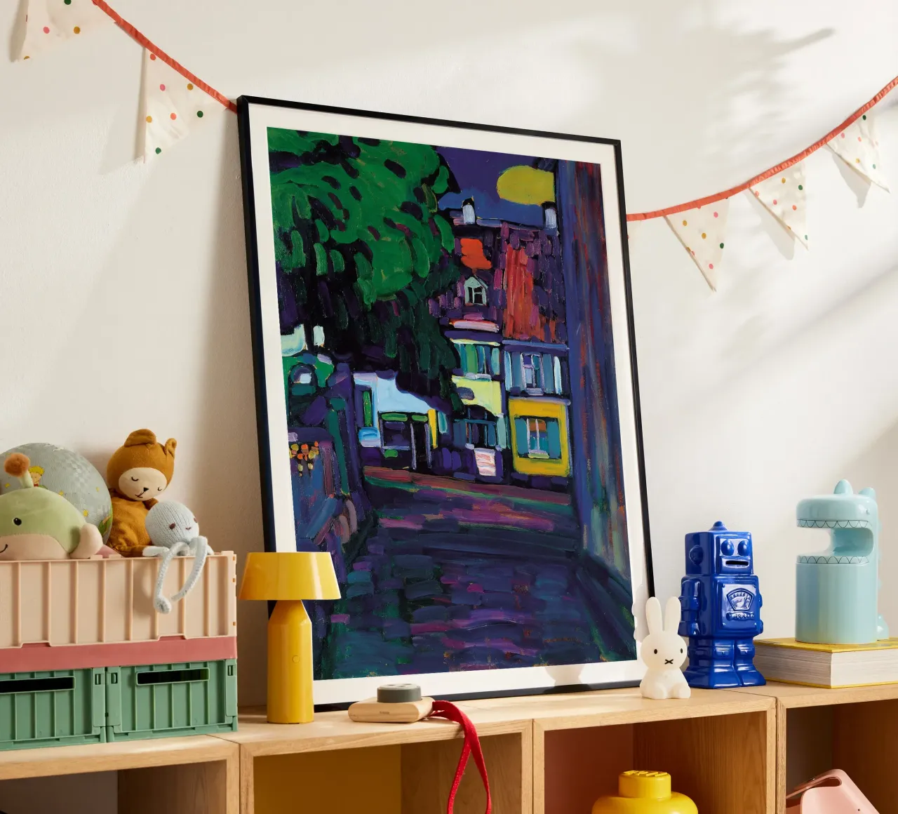 Wassily Kandinsky - Murnau Huizen in Obermarkt - Abstracte kunst poster met aluminium frame van Aesthetic Muse