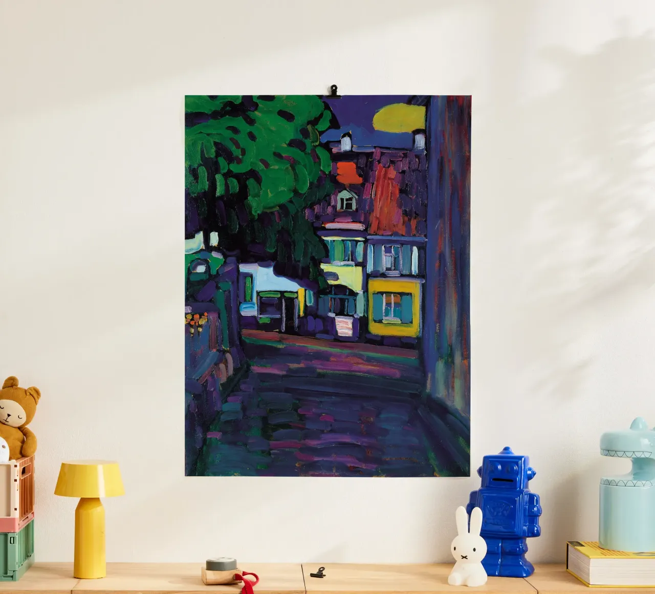 Wassily Kandinsky - Murnau Huizen in Obermarkt - Abstracte kunst poster met aluminium frame van Aesthetic Muse