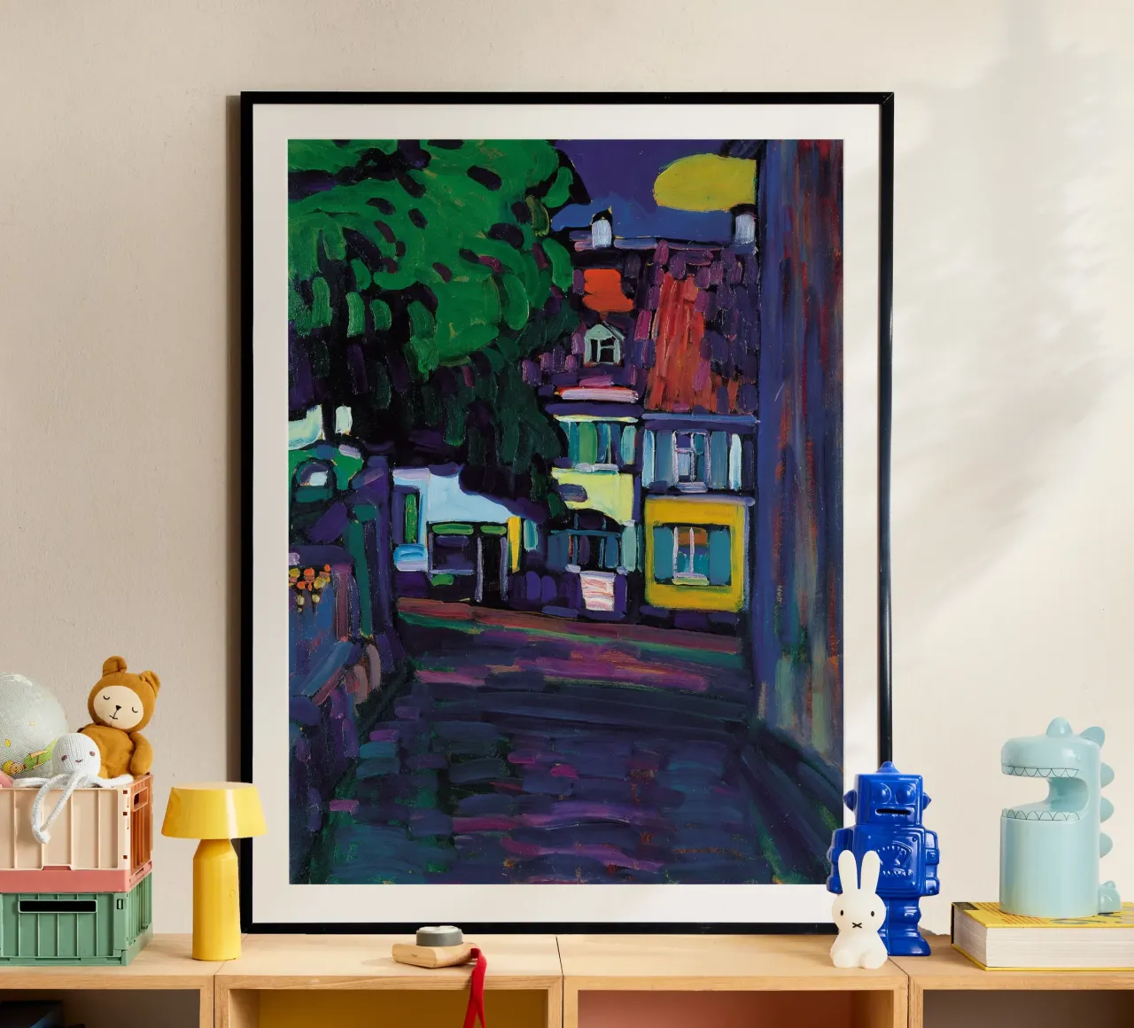 Wassily Kandinsky - Murnau Huizen in Obermarkt - Abstracte kunst poster met aluminium frame van Aesthetic Muse