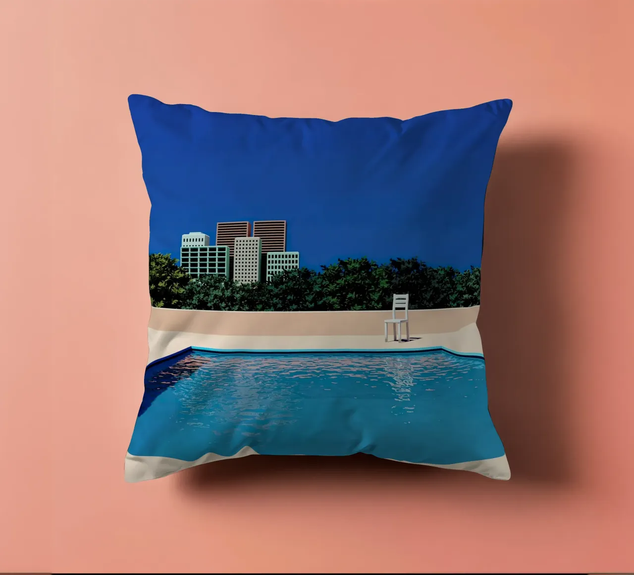 Empty Sunny City Pool cuscino da Leonard Barreiro