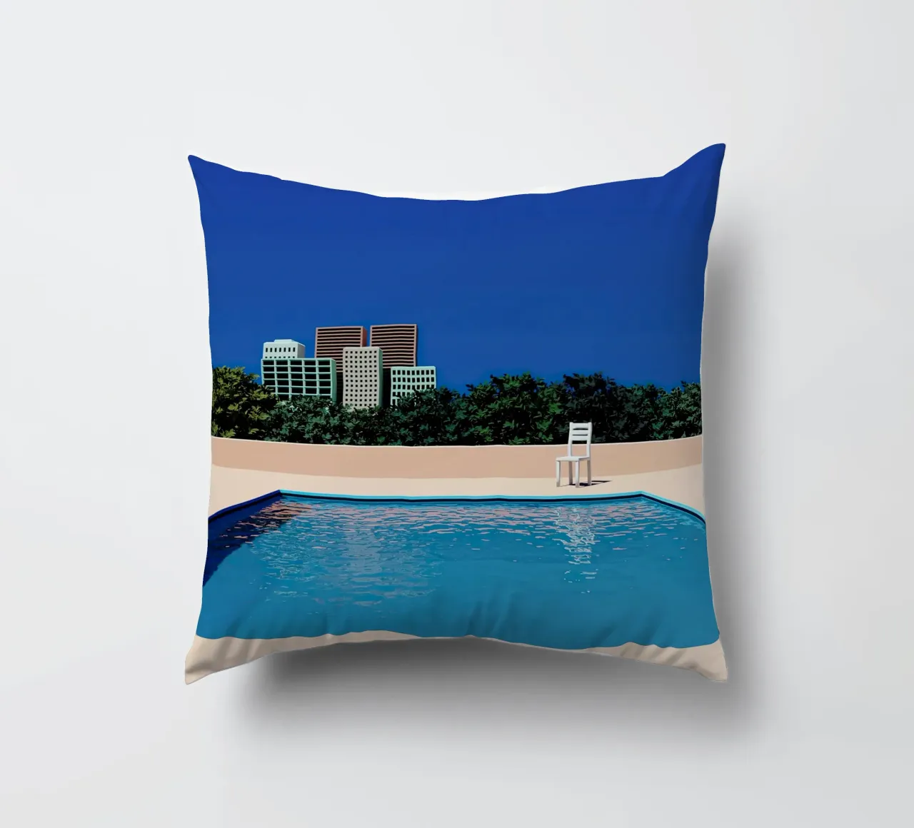 Empty Sunny City Pool cuscino da Leonard Barreiro