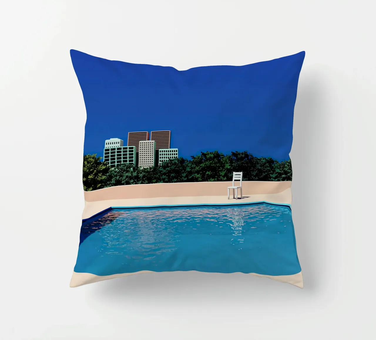 Empty Sunny City Pool cuscino da Leonard Barreiro