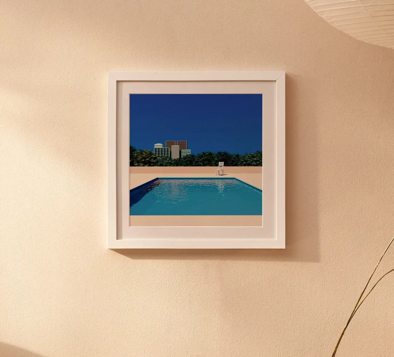 Empty Sunny City Pool poster con telaio in plastica da Leonard Barreiro