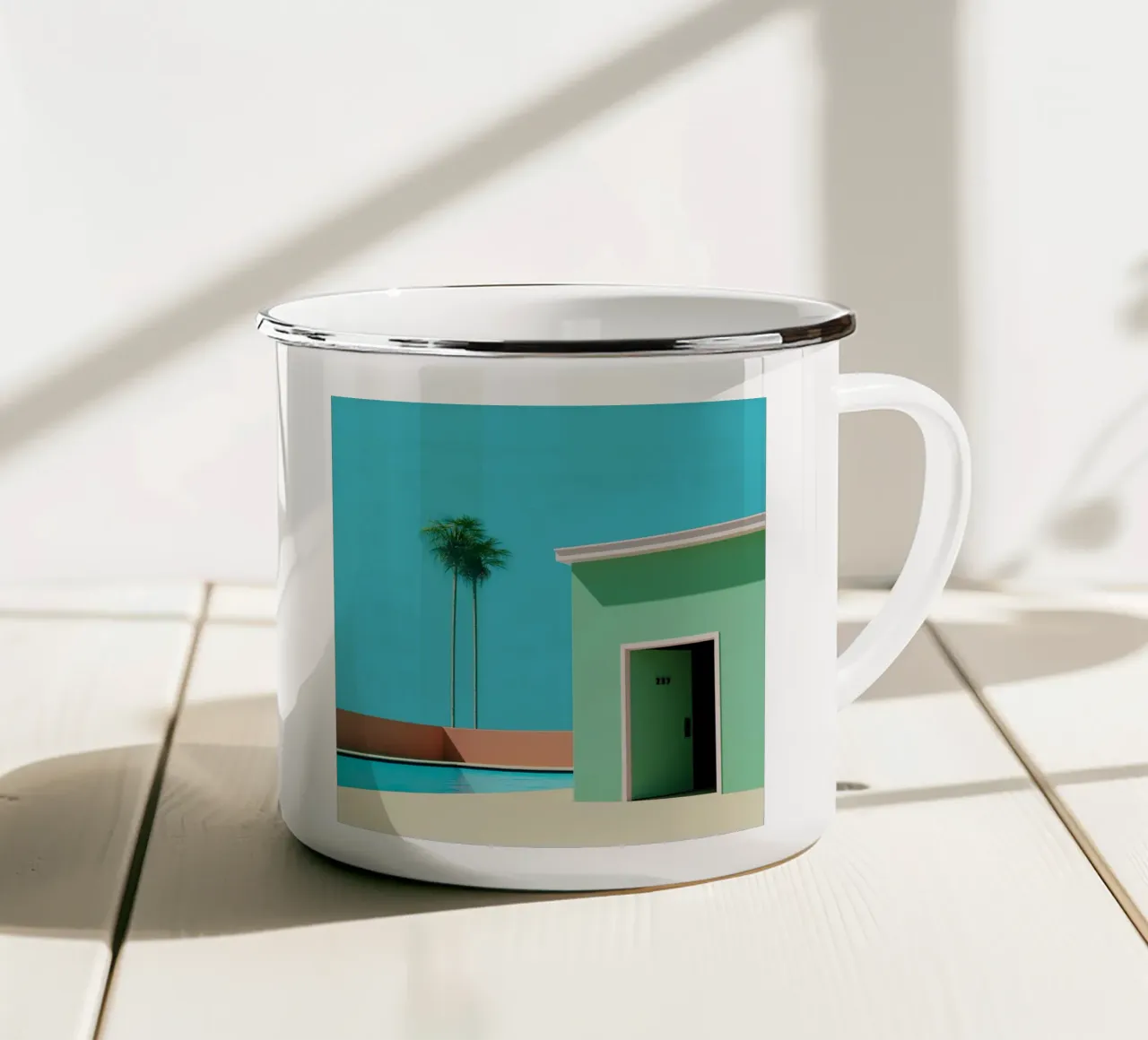Liminal Palm Green Pool House tazza in smalto da Leonard Barreiro