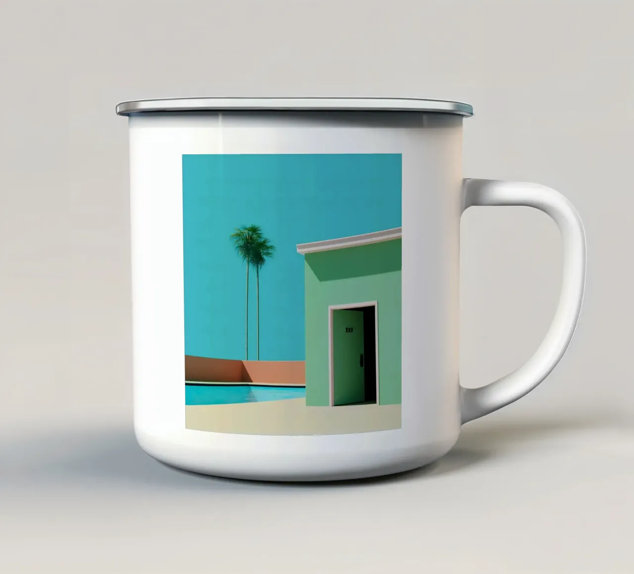 Liminal Palm Green Pool House tazza in smalto da Leonard Barreiro