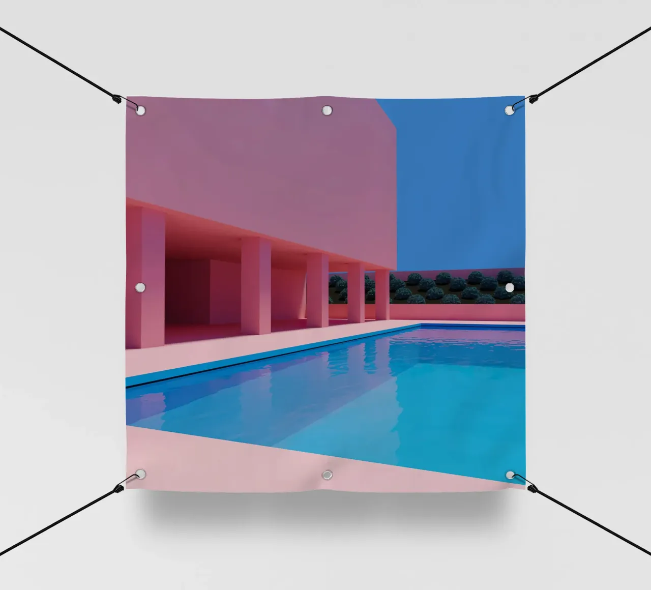 Liminal Pool Pink Building telo in pvc da Leonard Barreiro
