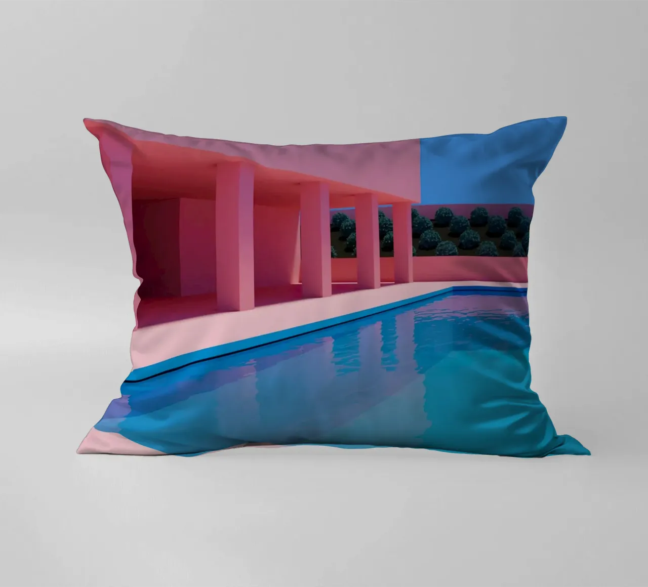 Liminal Pool Pink Building cuscino da Leonard Barreiro