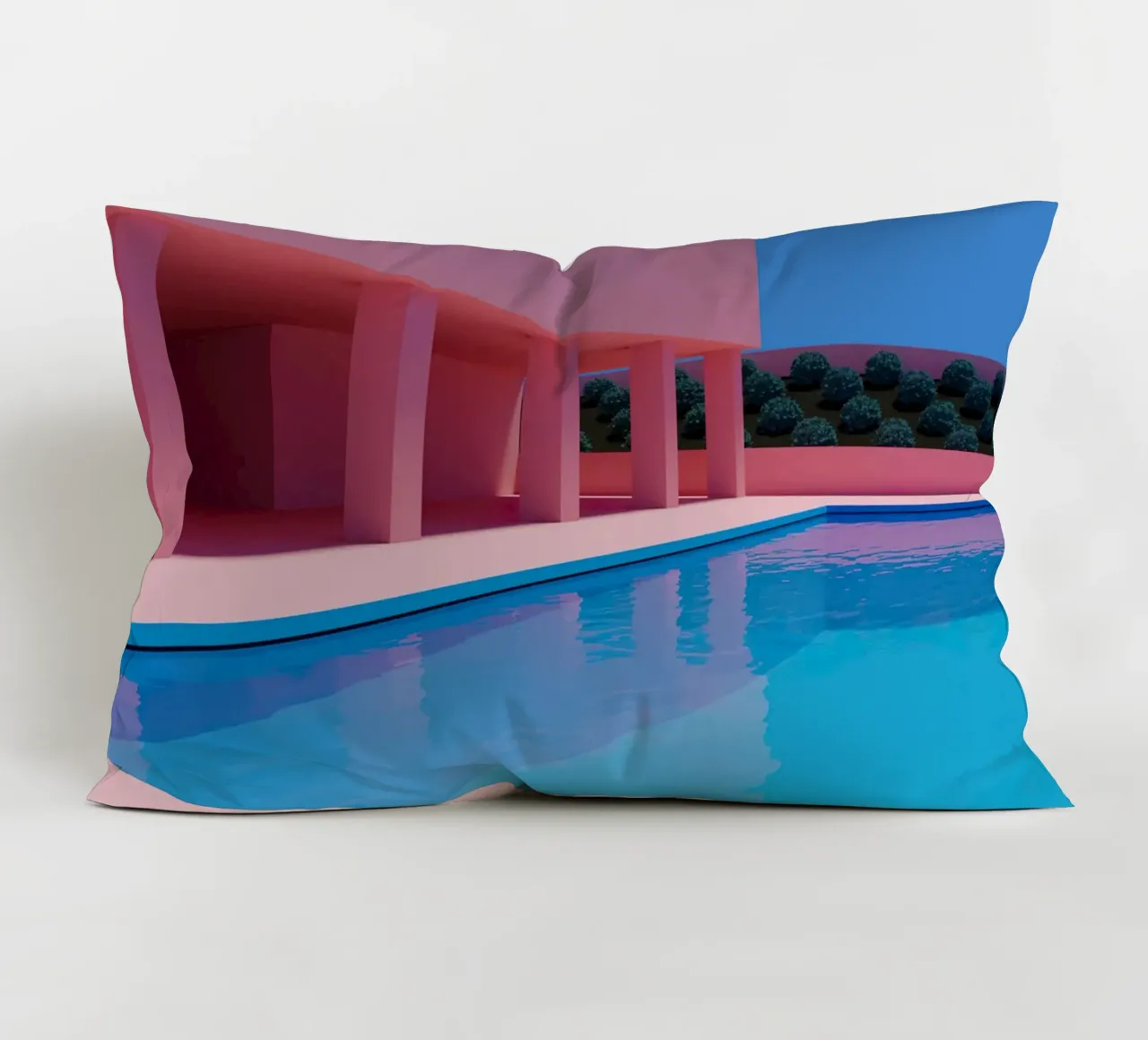 Liminal Pool Pink Building cuscino da Leonard Barreiro