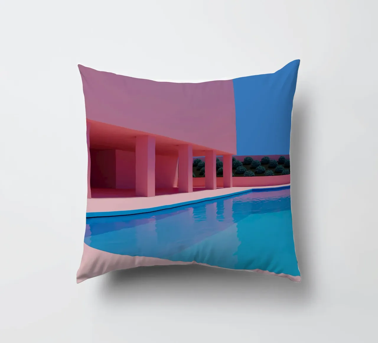 Liminal Pool Pink Building cuscino da Leonard Barreiro