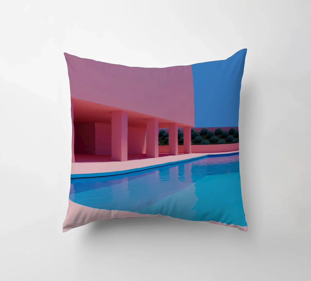 Liminal Pool Pink Building cuscino da Leonard Barreiro
