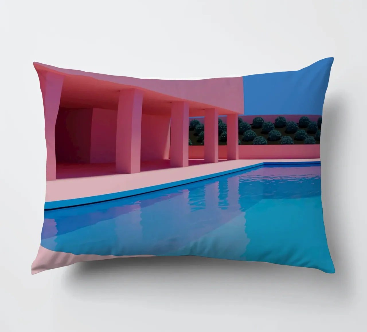 Liminal Pool Pink Building cuscino da Leonard Barreiro