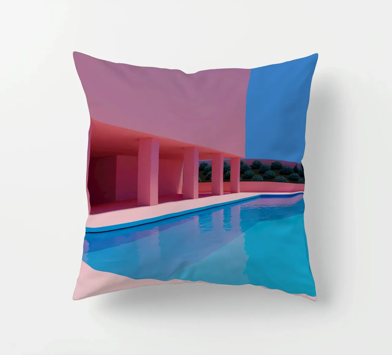 Liminal Pool Pink Building cuscino da Leonard Barreiro