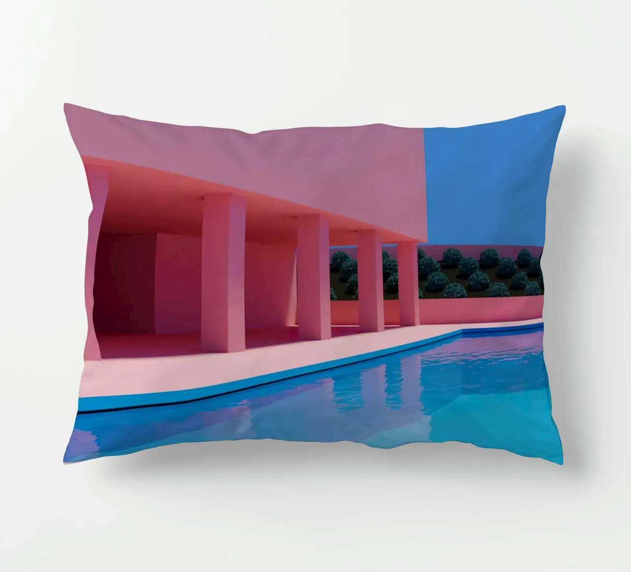 Liminal Pool Pink Building cuscino da Leonard Barreiro