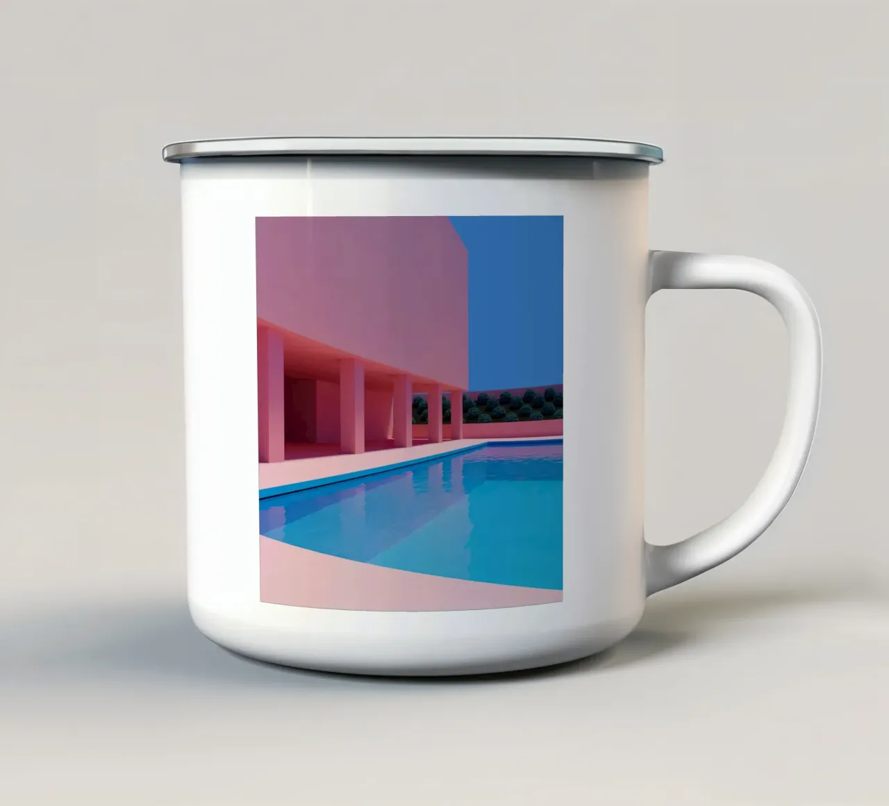 Liminal Pool Pink Building tazza in smalto da Leonard Barreiro