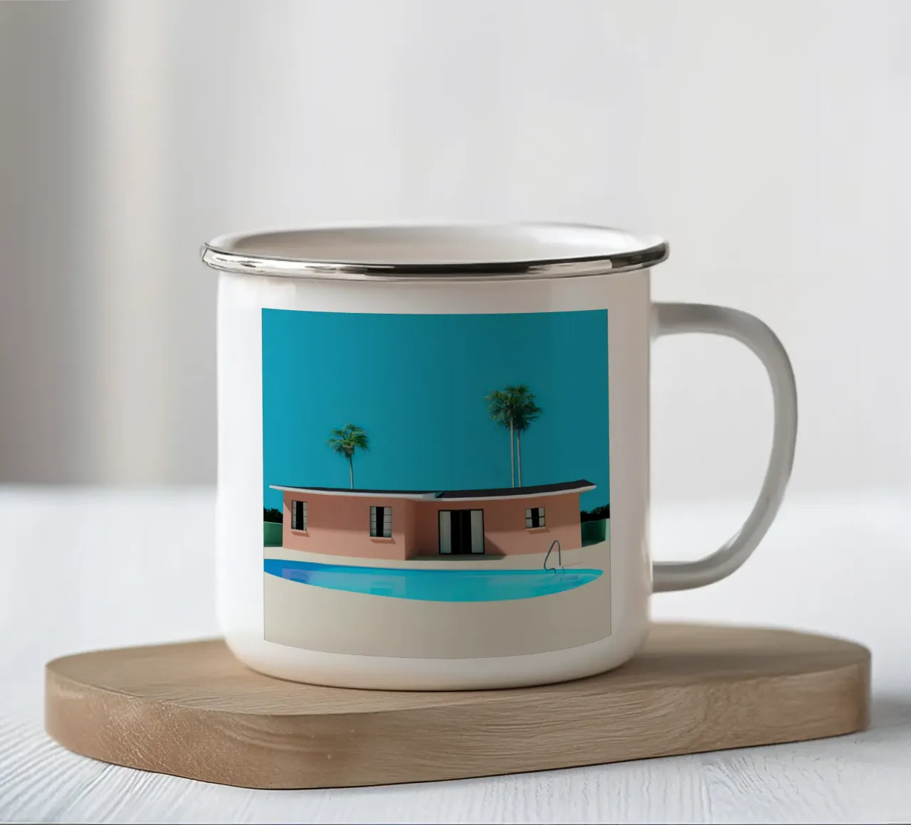 Liminal Sunny Pool House tazza in smalto da Leonard Barreiro