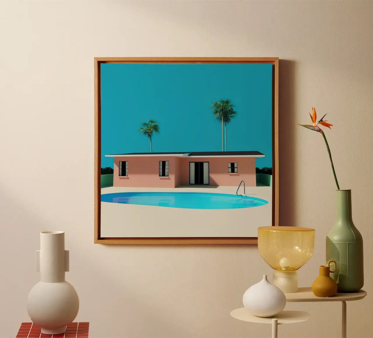Liminal Sunny Pool House tela con Cornice a cassetta da Leonard Barreiro