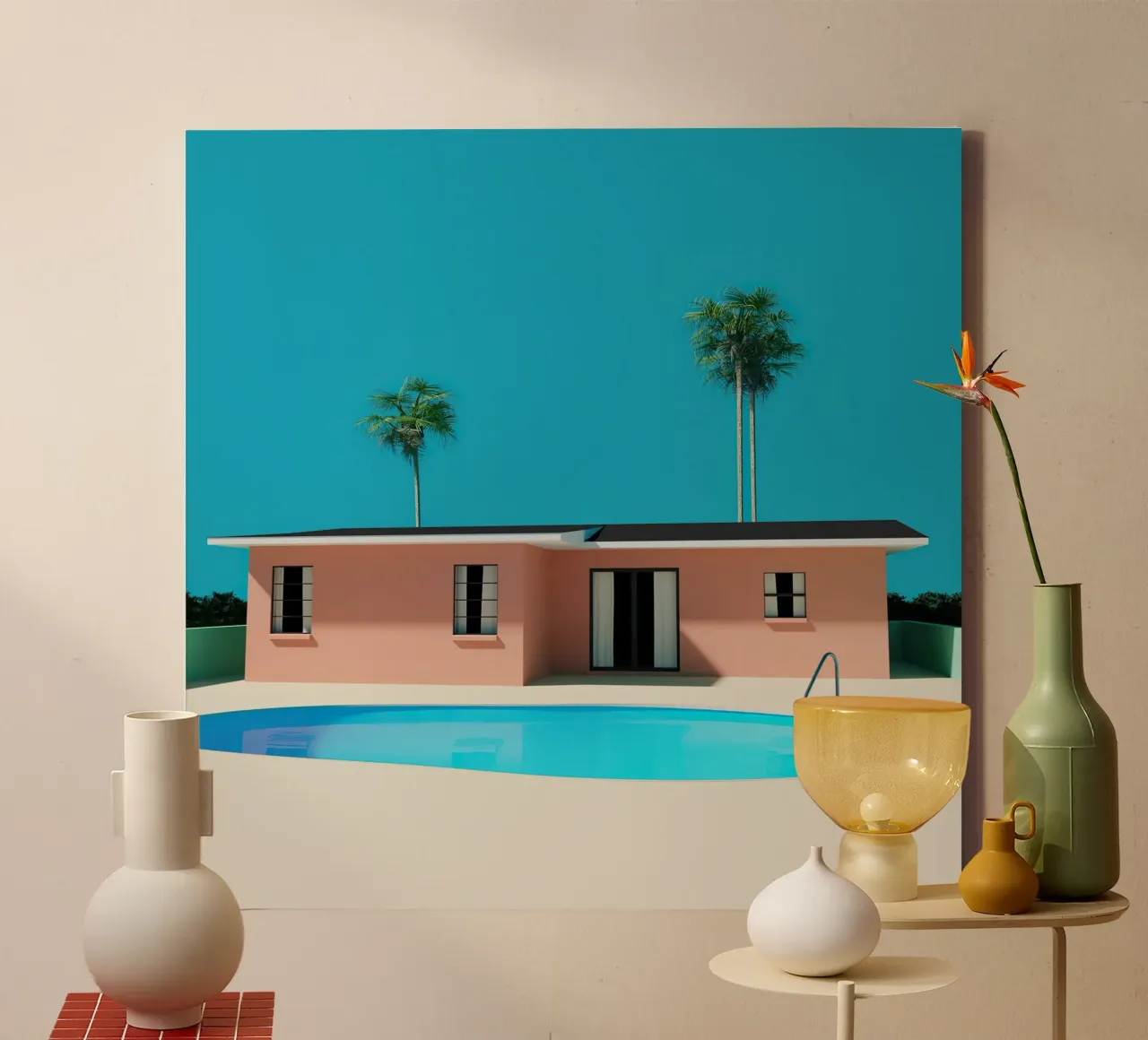 Liminal Sunny Pool House tela con Cornice a cassetta da Leonard Barreiro