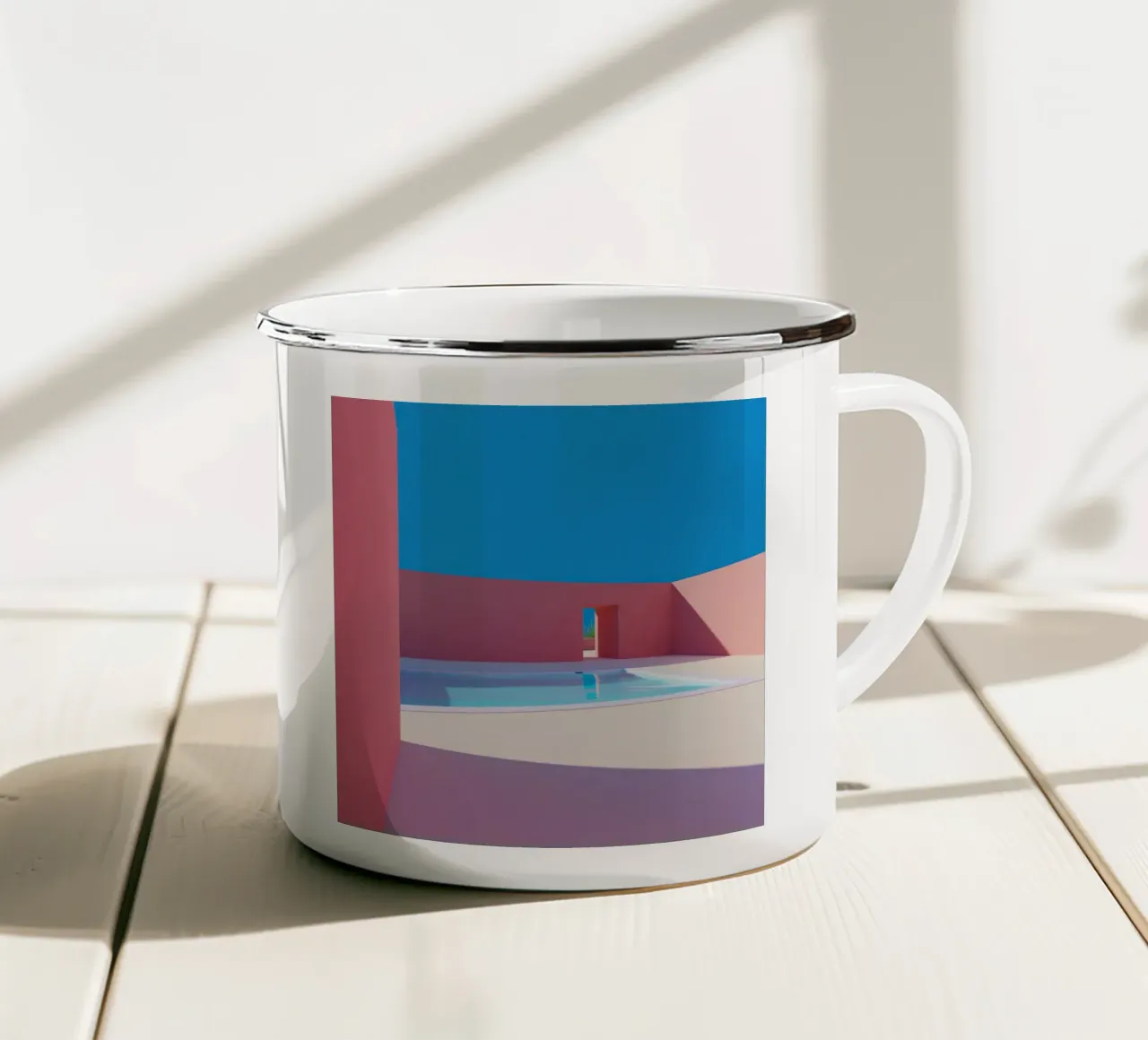Vibrant Lonely Pink Pool tazza in smalto da Leonard Barreiro