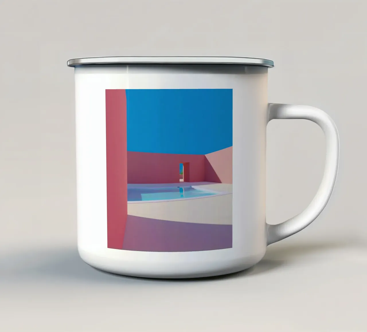 Vibrant Lonely Pink Pool tazza in smalto da Leonard Barreiro