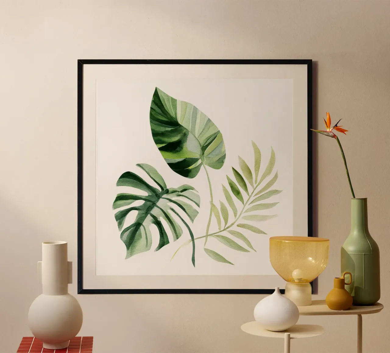 Forme tropicali 2 poster con telaio in legno da Sophia Calder Studio