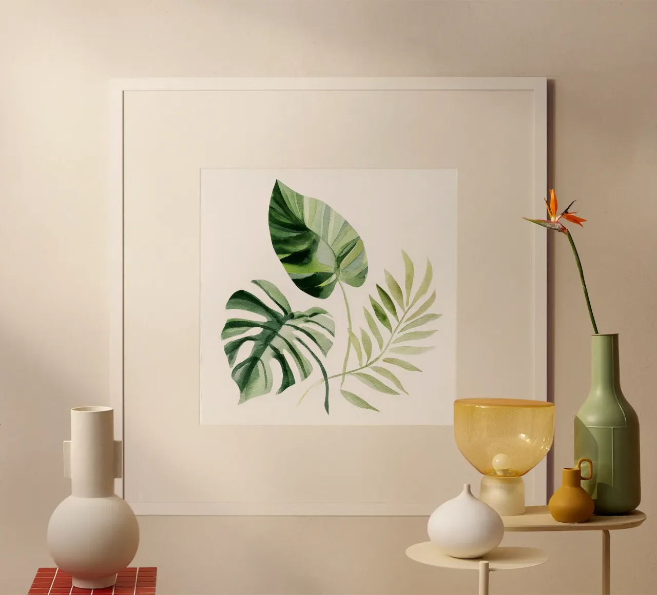 Forme tropicali 2 poster con telaio in legno da Sophia Calder Studio