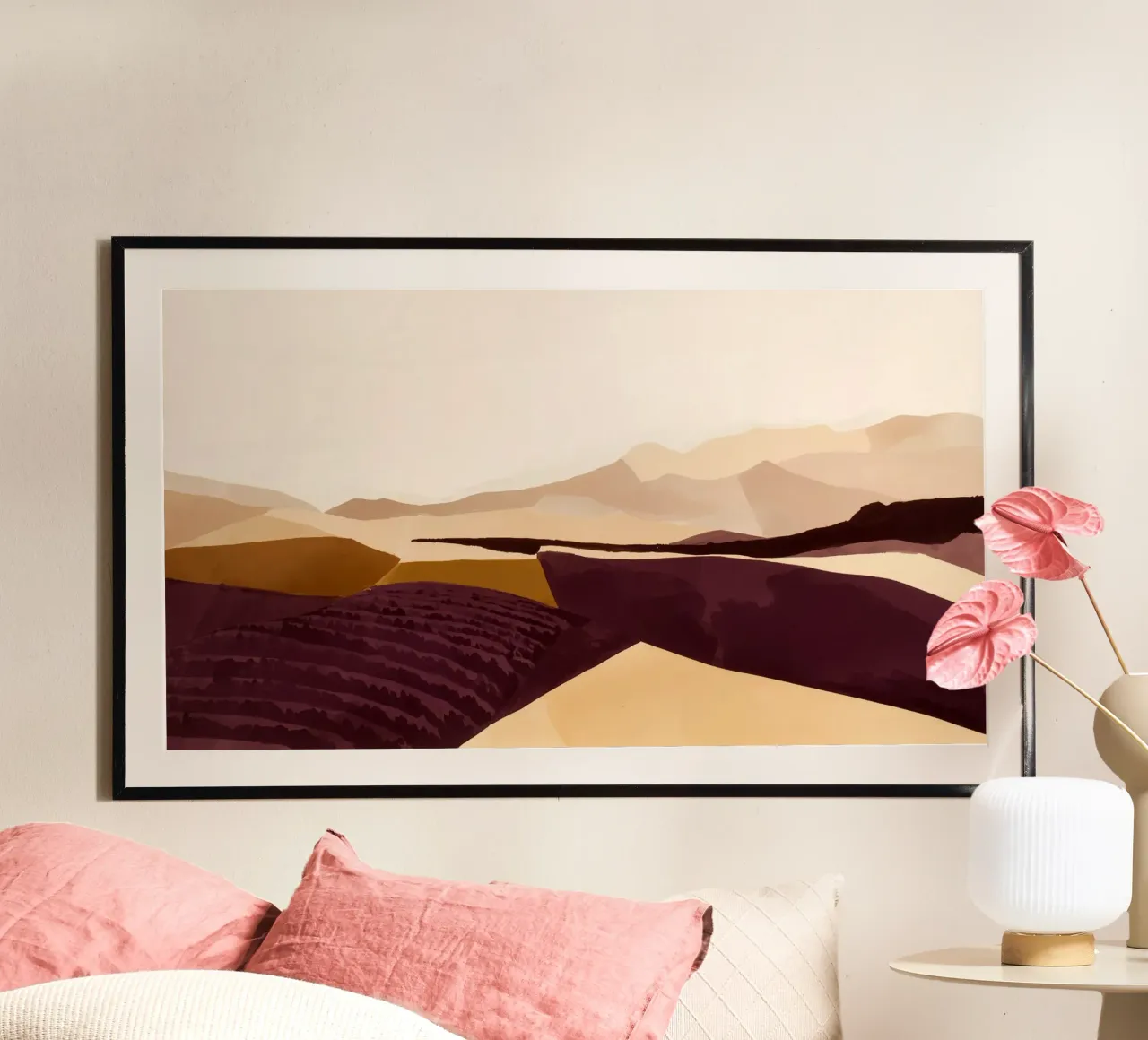 Vigneti in Ocra 1 poster con telaio in legno da Seed & Signal