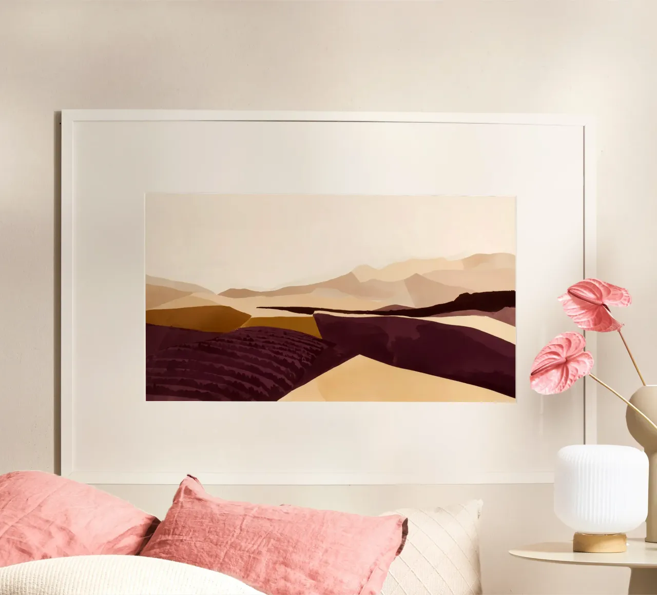 Vigneti in Ocra 1 poster con telaio in legno da Seed & Signal