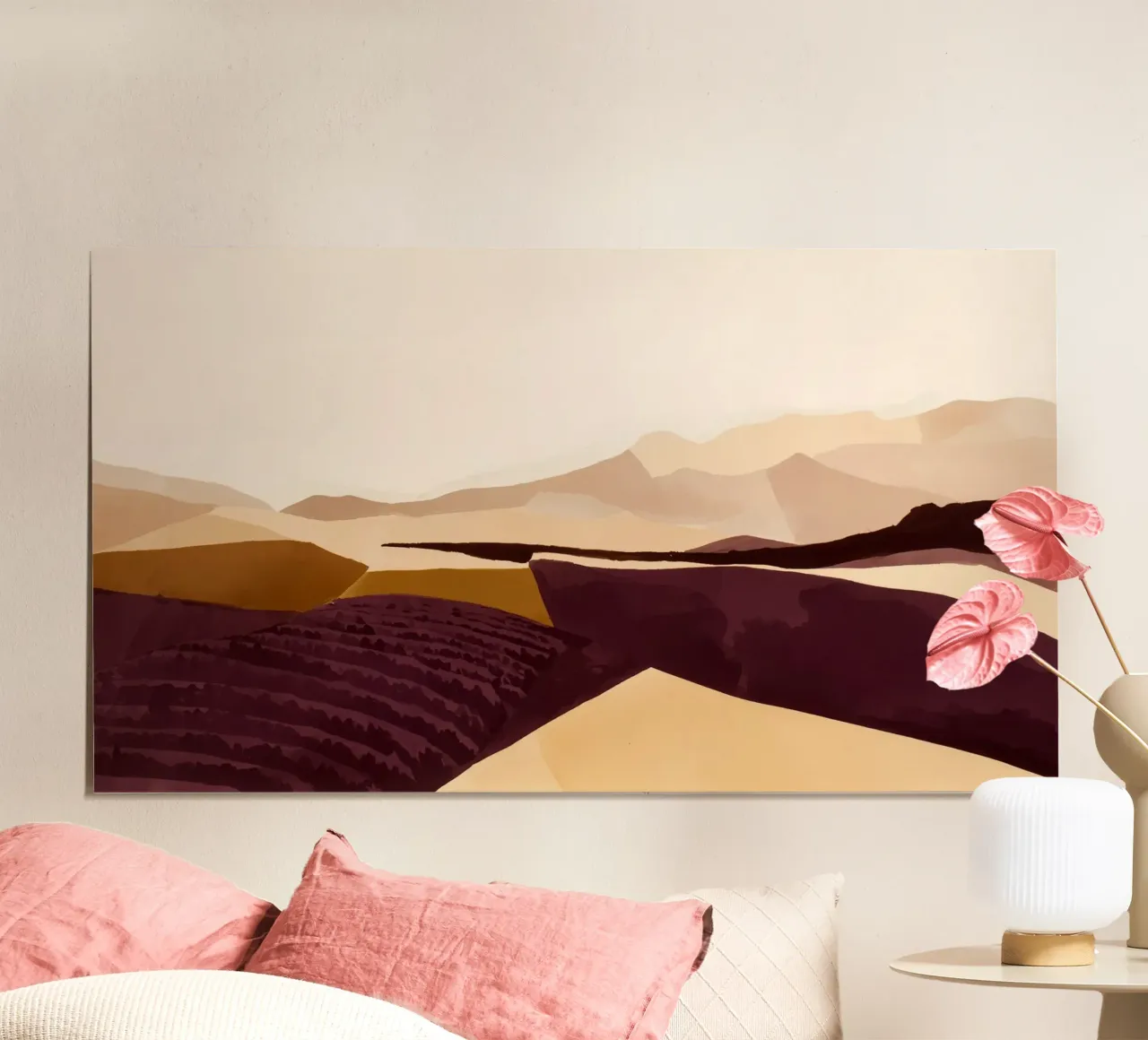 Vigneti in Ocra 1 poster con telaio in legno da Seed & Signal