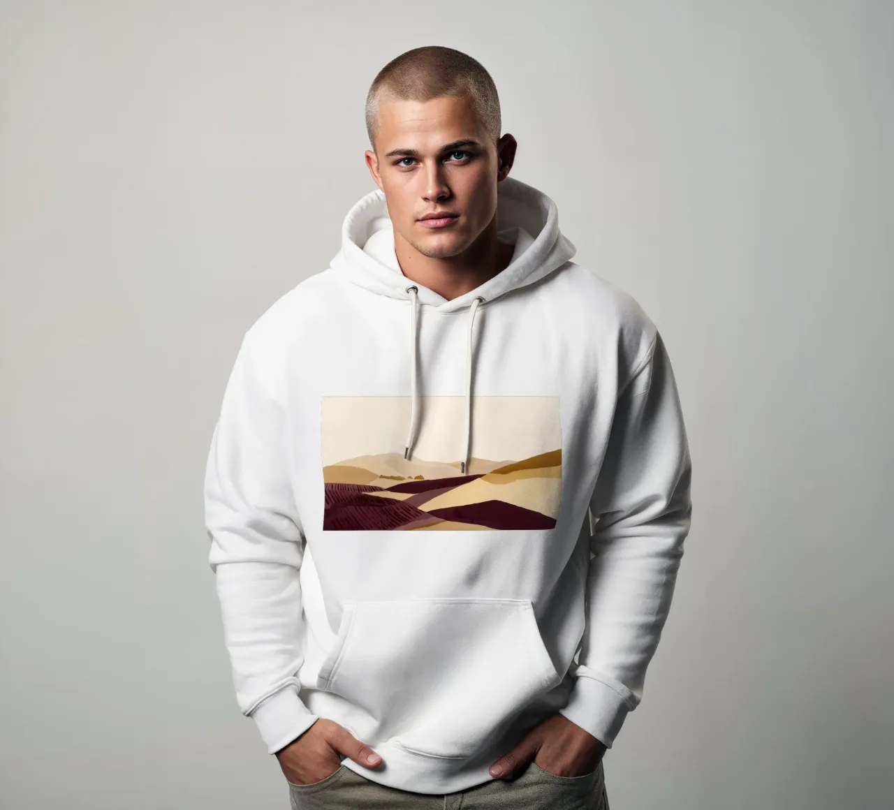 Vigneti in Ocra 3 felpa con cappuccio da Seed & Signal