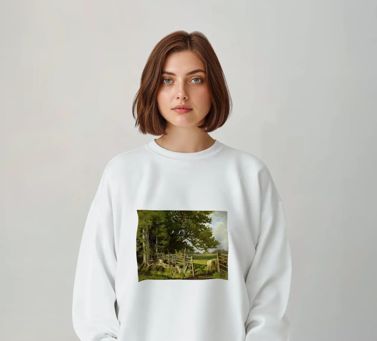 bestiame ai margini della foresta in una recinzione di legno felpa da pleceng shope