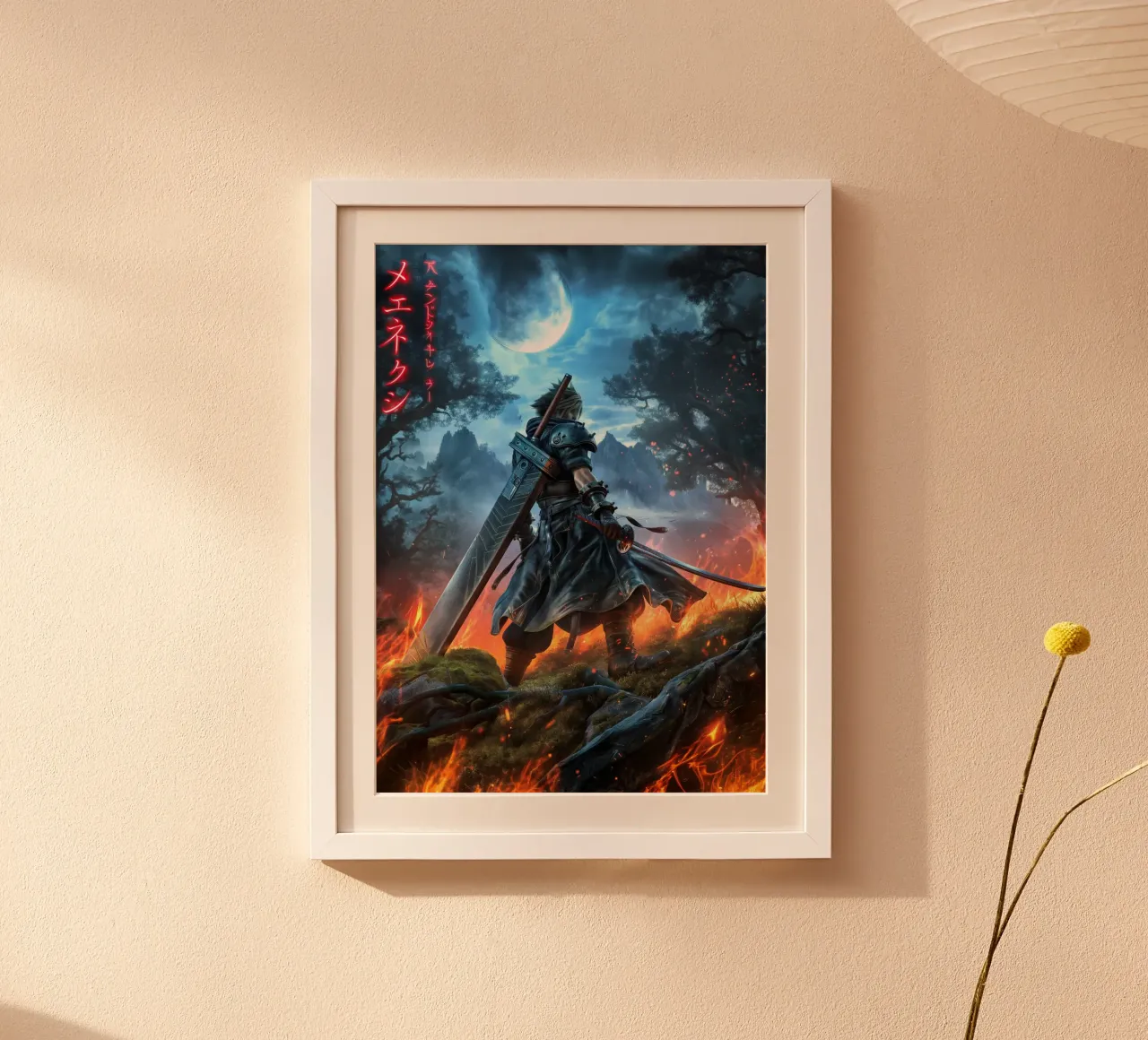 FFVII FF7 Cloud Strife Final Fantasy poster con telaio in alluminio da Fleur de Lys