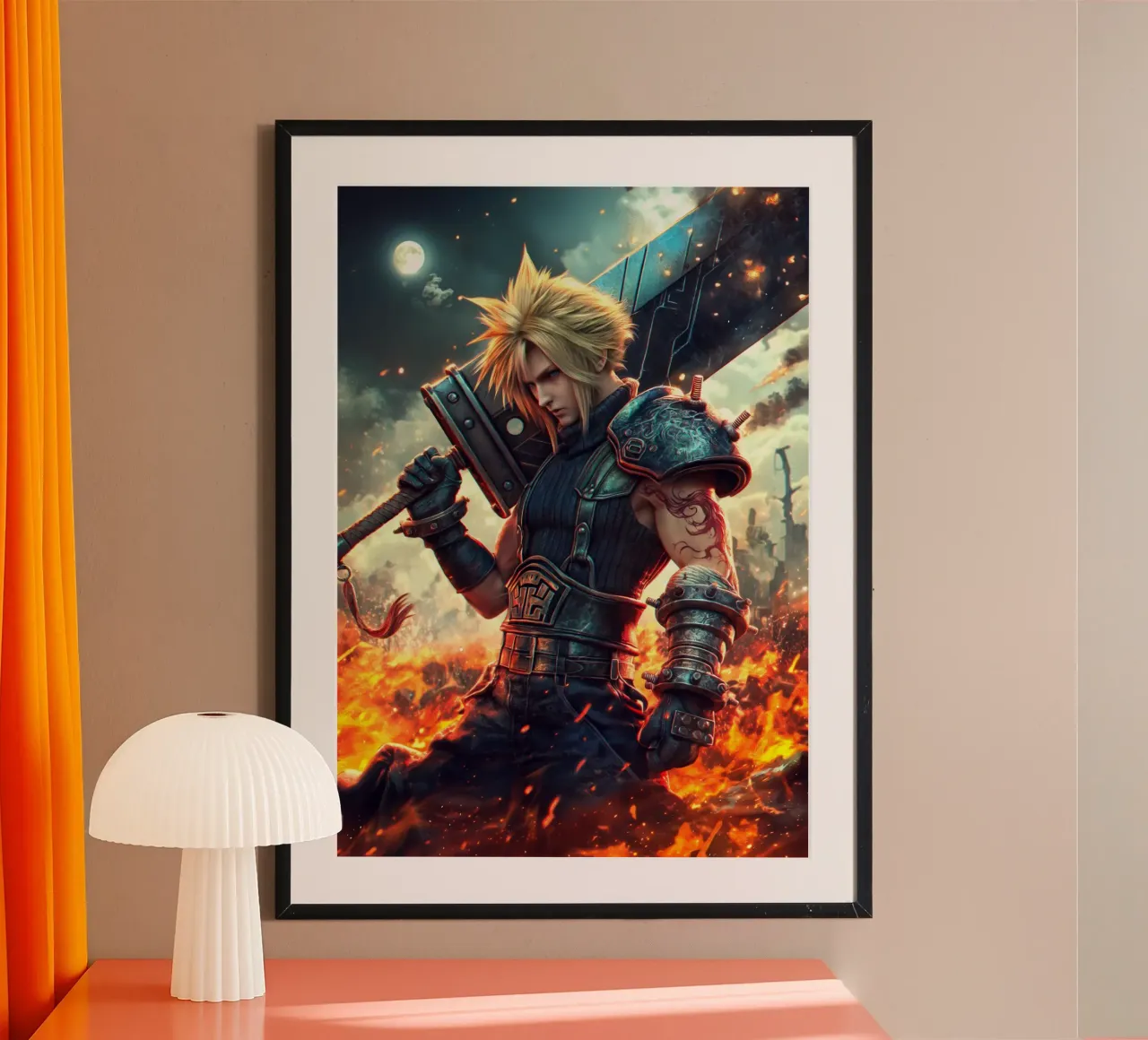 FFVII FF7 Cloud Strife Final Fantasy poster con telaio in alluminio da Fleur de Lys