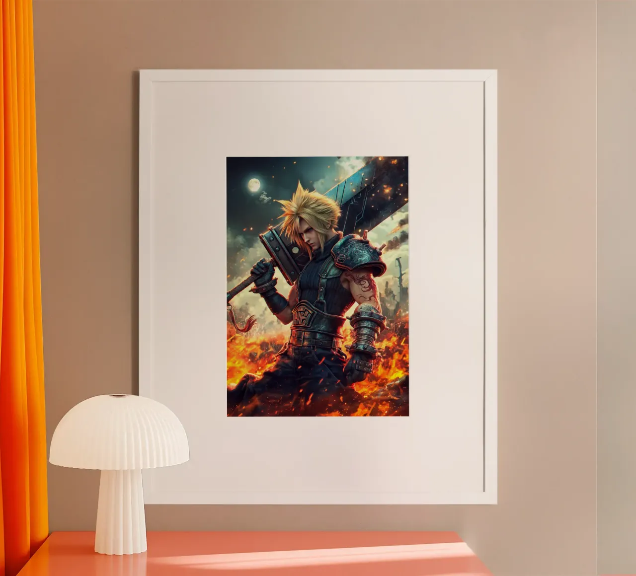 FFVII FF7 Cloud Strife Final Fantasy poster con telaio in alluminio da Fleur de Lys