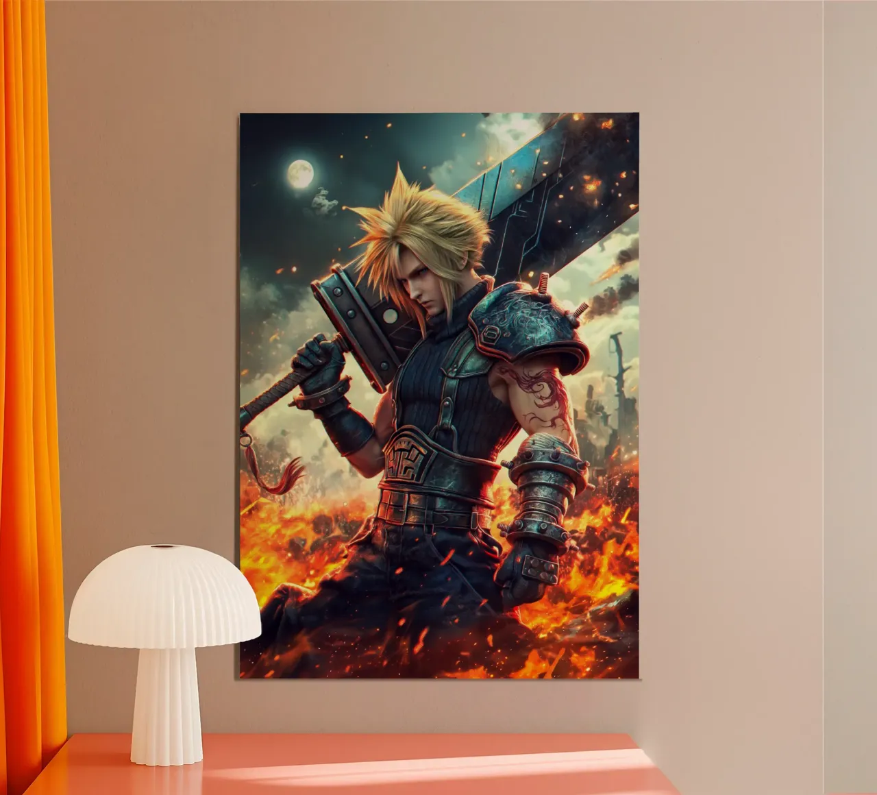 FFVII FF7 Cloud Strife Final Fantasy poster con telaio in alluminio da Fleur de Lys